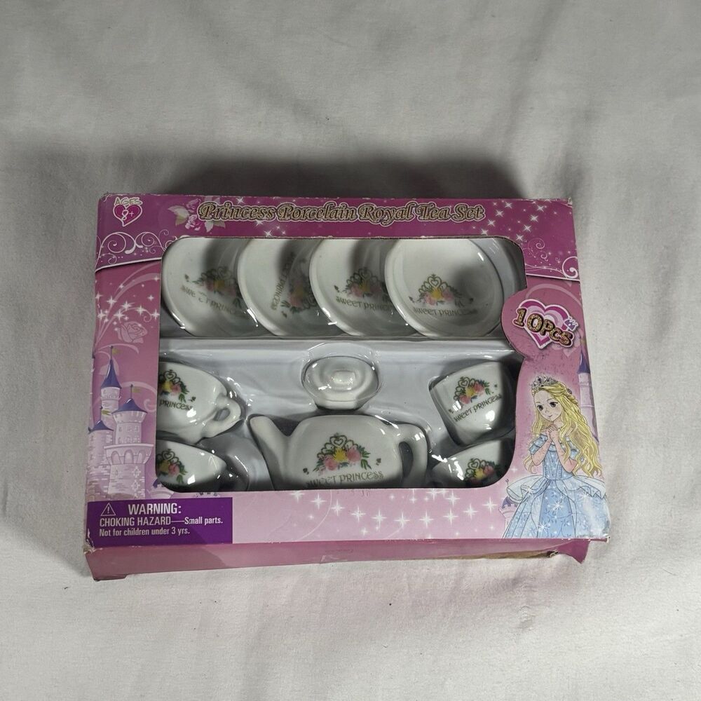 Sweet Princess Porcelain Royal Tea Set 10 Pcs Kids Play Toy Ages 8+